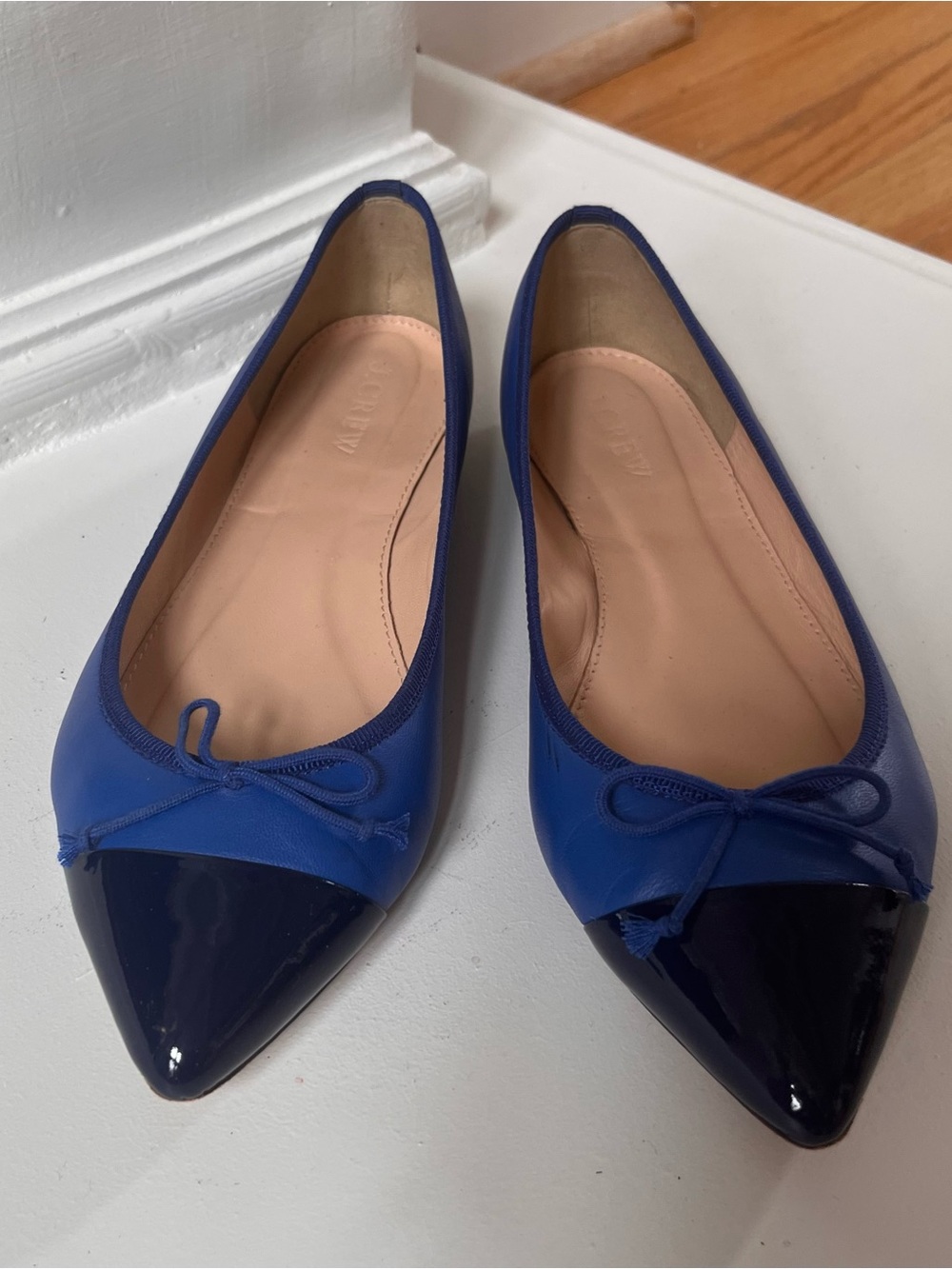 J. Crew Blue Two-Tone Pointed Toe Ballet Flats